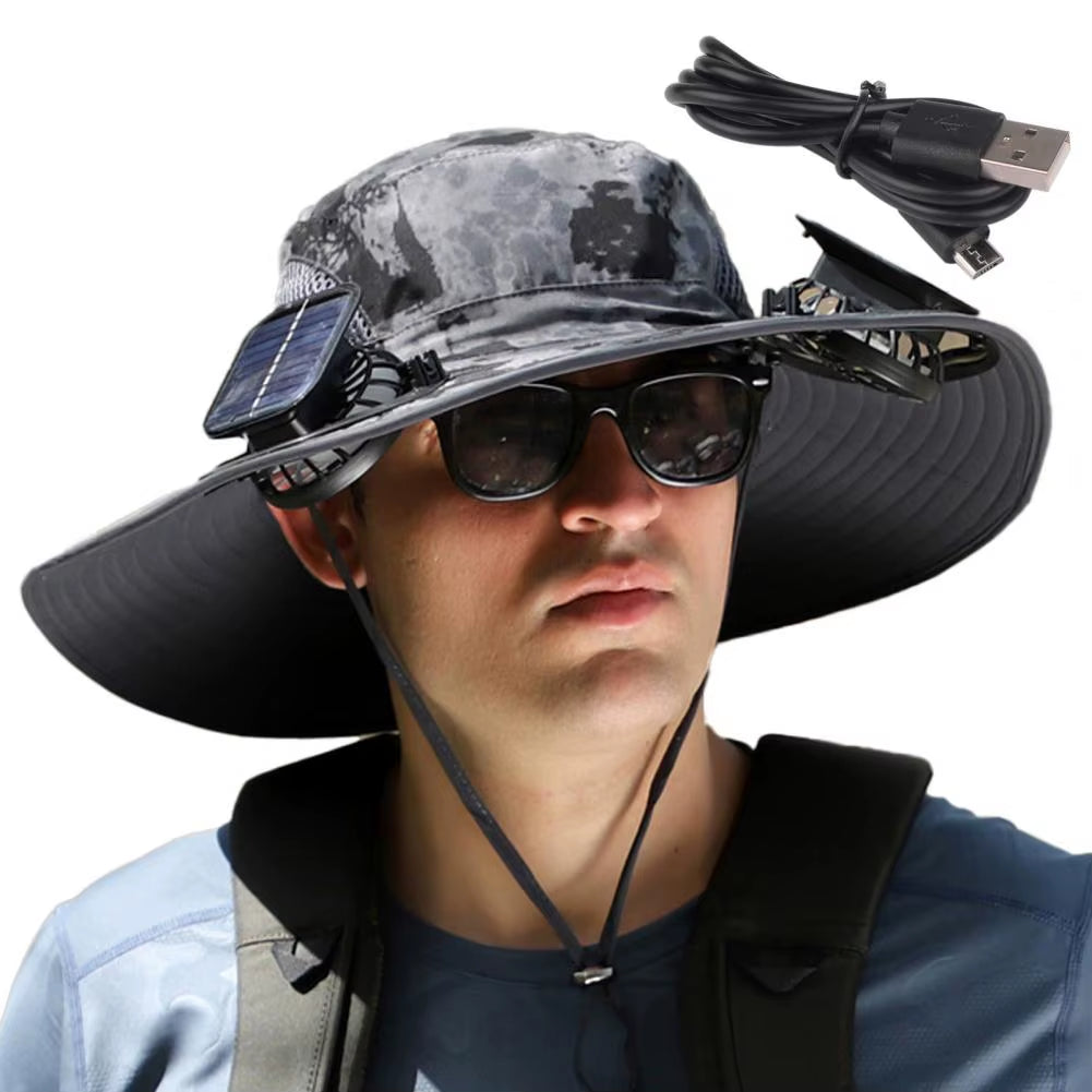 BreezeGuard™ Solar Fan Hat – Cool Comfort Under the Sun