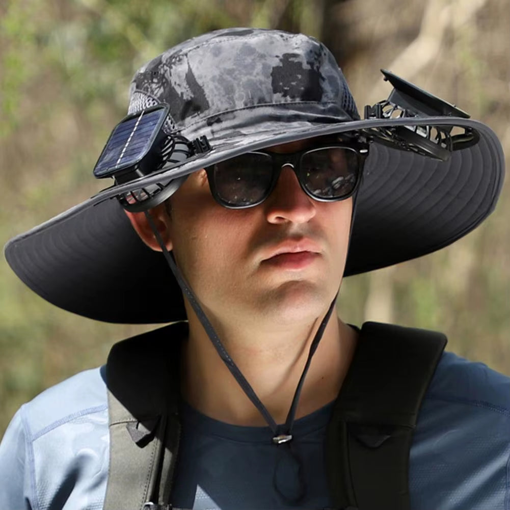 BreezeGuard™ Solar Fan Hat – Cool Comfort Under the Sun